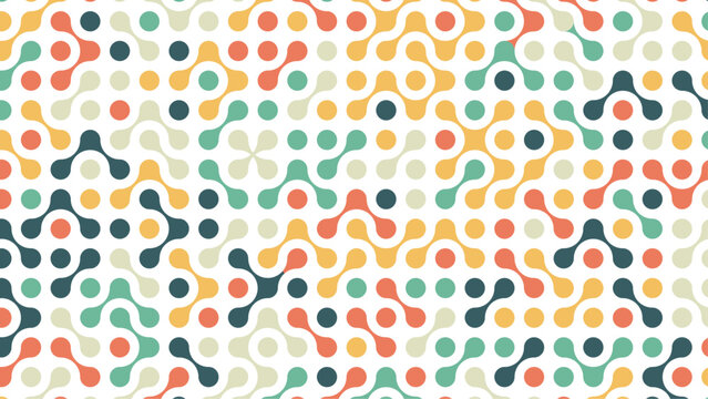 Metaballs Pattern geometric line circle abstract seamless Colorful line on white background summer vector design. Trendy metaball design