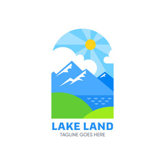 Obraz premium Colorful Flat Lake Scenery Logo