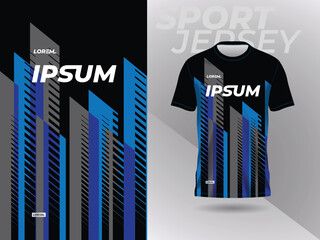 blue black shirt sport jersey mockup template design for soccer, football, racing, gaming, motocross, cycling, and running 
