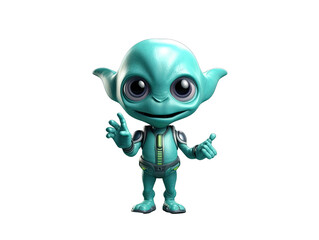 Obraz premium Cute Grey Alien Showing Peace 3D V9, Generrative Ai