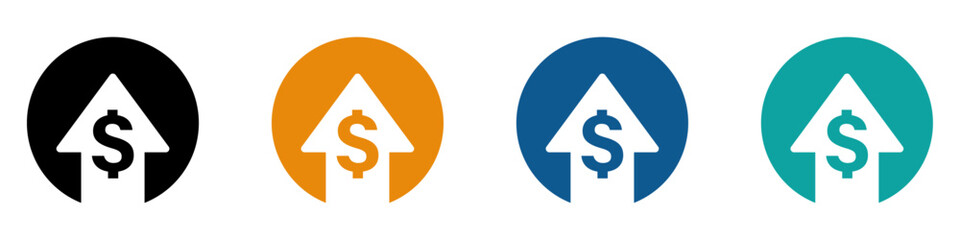 Cost increase vector flat graphic icons set
