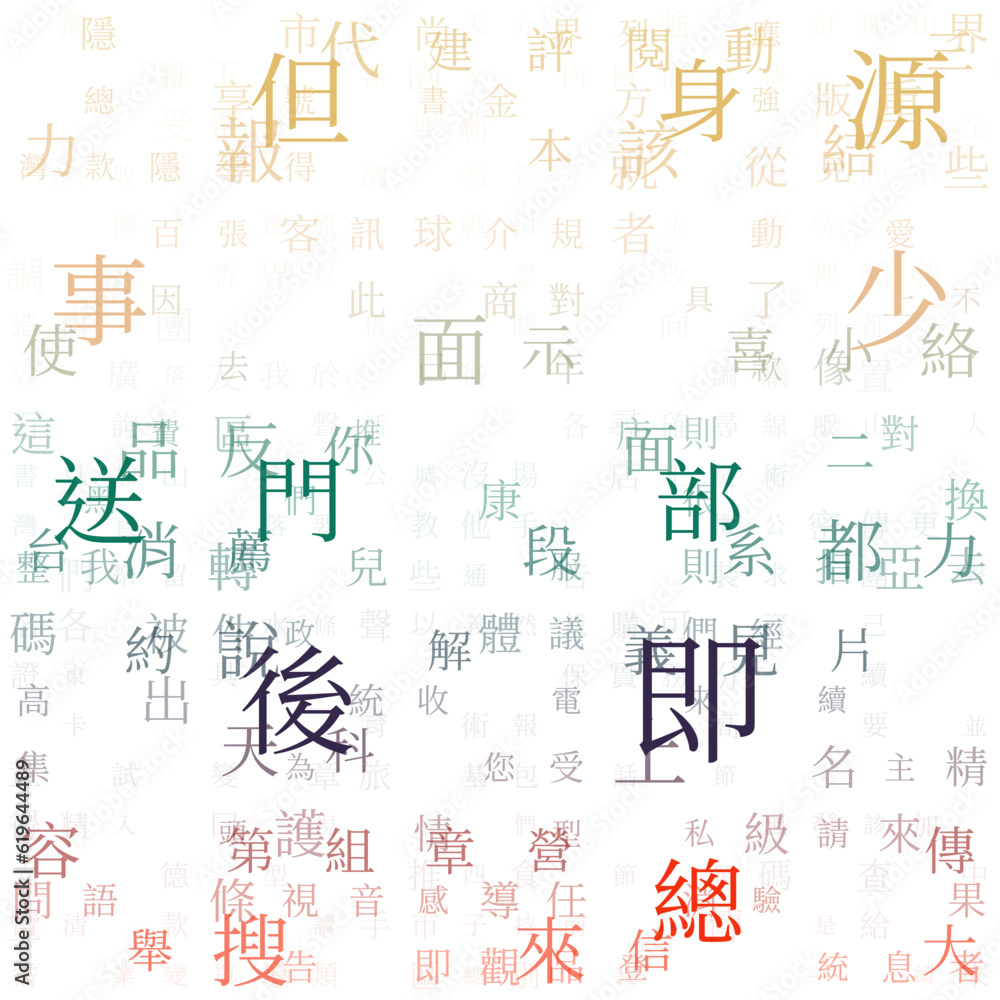 Poster digital background. random characters of chinese traditional alphabet. gradiented matrix pattern. co