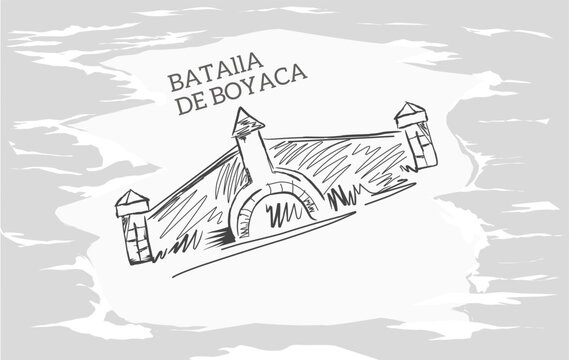 Vector illustration, boyacá bridge, and Colombian flag, commemorating August 7