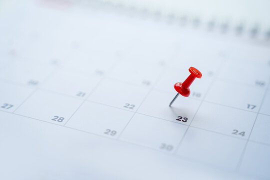 Pin red on the 23rd of the month for meetings or holidays of the month.