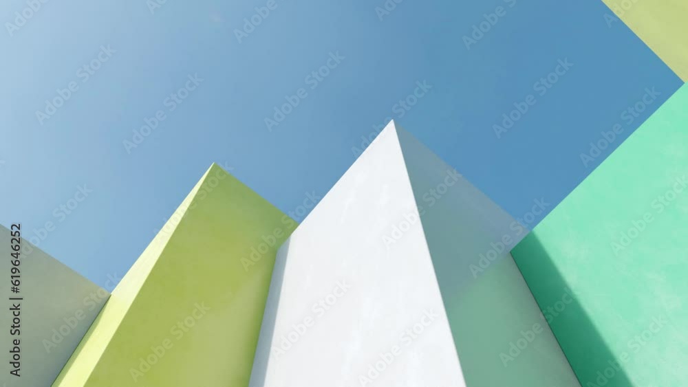 Poster abstract minimal architecture on blue sky background.