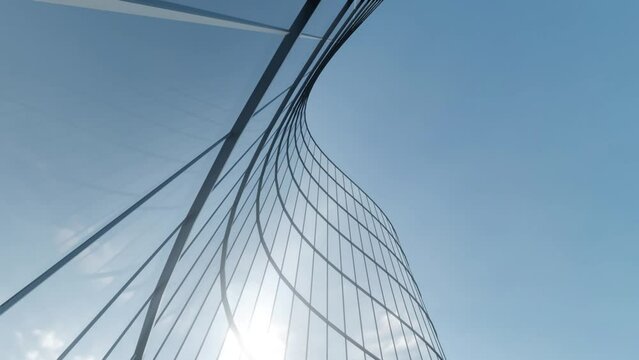 3d rendering of office glass building, modern architecture.