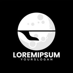 moon and hand icon logo design