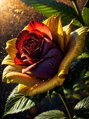 Whimsical Smoke Roses: Golden Colors, (Generative AI)