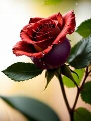 Deep Shadows: Stunning Fantasy 3D Render of a Red Rose (Generative AI)