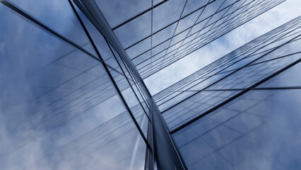 Fototapeta na wymiar 3d rendering of office glass building, modern architecture. 3d rendering.