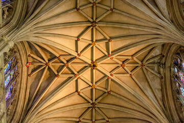 Ceiling detail in a grand English cathedral