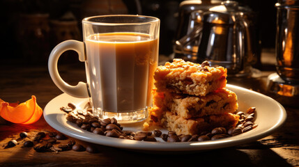 Studio shot of cup of coffee and homemade chick
