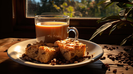 Studio shot of cup of coffee and homemade chick