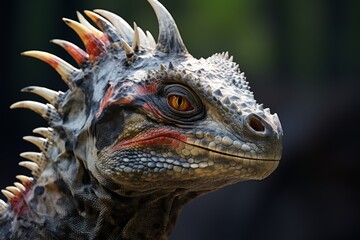 Fototapeta premium Close-Up of Pachycephalosaurus, Natural light, Generative AI