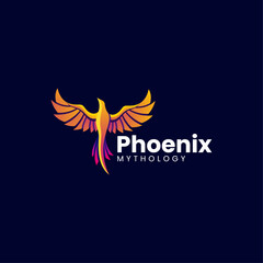 Vector Logo Illustration Phoenix Gradient Colorful Style