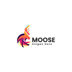 Vector Logo Illustration Moose Gradient Colorful Style