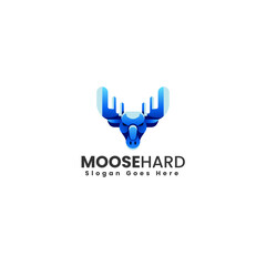 Vector Logo Illustration Moose Hard Gradient Colorful Style