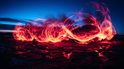 fire and smoke blue and red flames dancing in perfect harmony, Generative AI