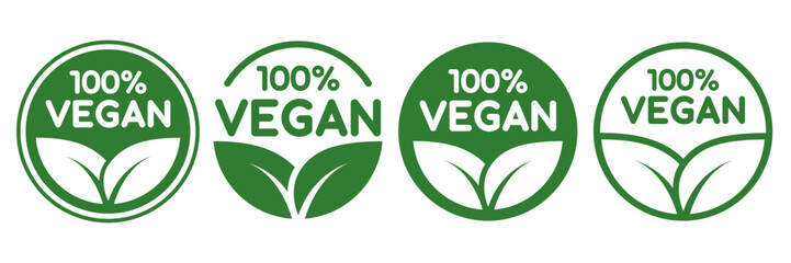 Vegan food icon set badge sign. Bio, Ecology, Organic logos and badges, label, tag. Green leaf on white background. Vector illustration.	