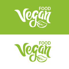 Vegan food icon set badge sign. Bio, Ecology, Organic logos and badges, label, tag. Green leaf on white background. Vector illustration.	