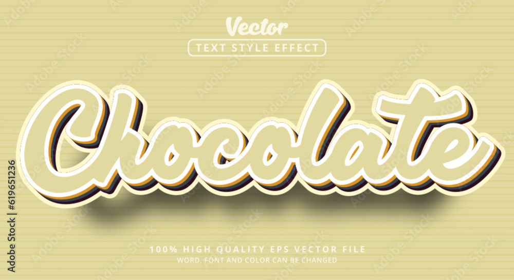 Poster chocolate text in layered style and modern style editable text effect