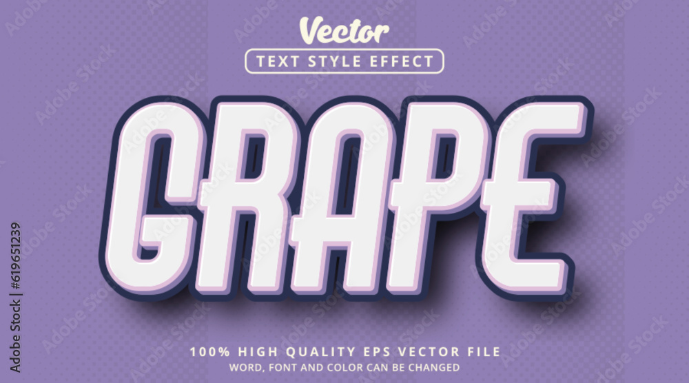 Poster Editable text effect, Grape text with a simple color combination effect and uses a bold font
