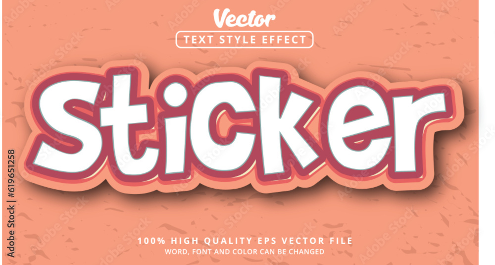 Poster sticker text with layered fancy color text effect, editable text effect