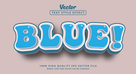 Editable text effect, Blue text on happy blue and white color style