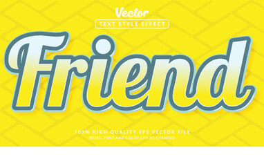 Editable Text Effects, Friends Text in yellow and blue white colors with modern styles and layered combinations