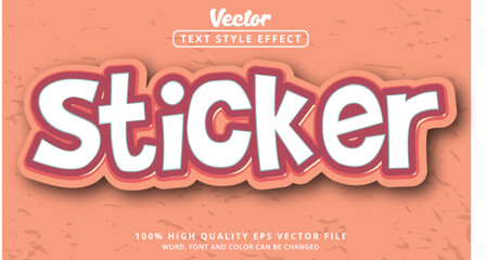 Sticker text with layered fancy color text effect, editable text effect