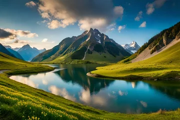 Fototapete Alpen lake in the mountains generated ai