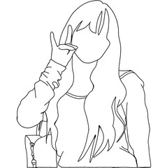 Illustration vector of Kpop street fashion. Street idols of Korea. K-pop female fashion idol. In casual clothes before entering the music show organizer's tv building