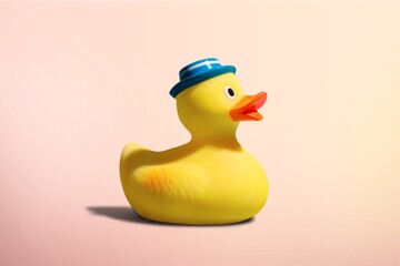 Yellow rubber toy Duck on background