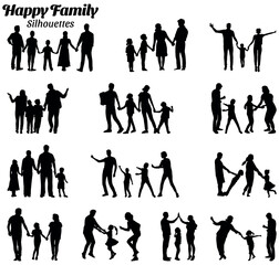 Family silhouette vector illustration set.
