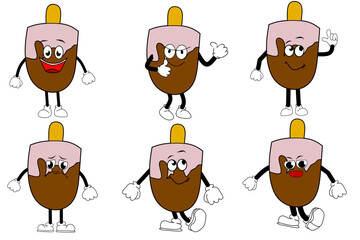Funny retro ice cream cartoon characters in cute and playful poses. Perfect for kids sticker packs, emoji sets, summer themes, and sweet dessert designs.