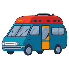 Camping car clipart flat design on transparent background, camping isolated clipping path element