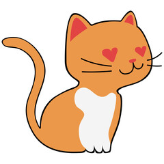 Cat clipart icon flat design on transparent background, animal isolated clipping path element