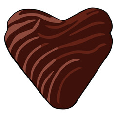 Chocolate heart clipart flat design on transparent background, dessert isolated clipping path element