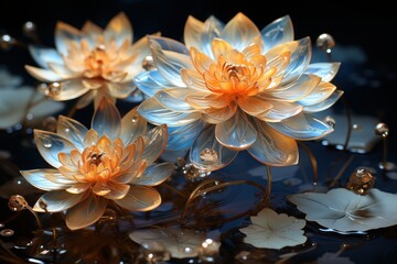 folde lotus floating in water concept of oriental