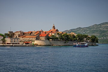 Fototapeta na wymiar Scenic view of Korcula town on Adriatic sea, Croatia