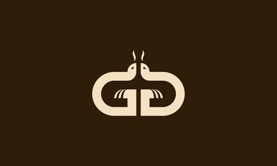 letter G and twin snake logo - obrazy, fototapety, plakaty