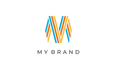 M logo monogram style in colorful line