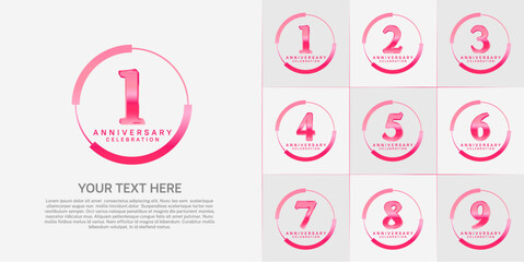set of anniversary logo with pink number in circle can be use for celebration