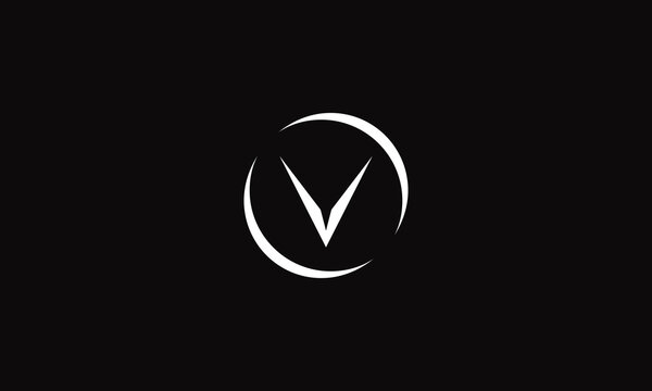 V logo monogram style in circle shape on a black background