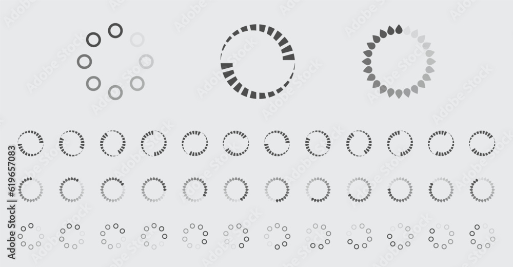 Fototapete circular loading buffering icons vector set video ready for animation gif all keyframes frames bufri