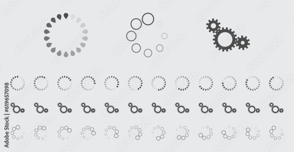 Fototapete circular loading buffering icons vector set video ready for animation gif all keyframes frames bufri