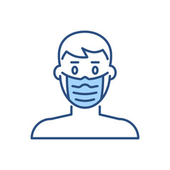 Man with medical mask related vector icon. Man with medical sign. Isolated on white background. Editable vector illustration