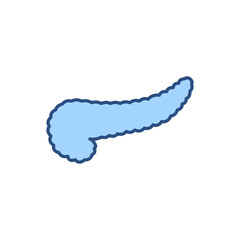 Pancreas Related Vector Line Icon. Isolated on White Background. Editable Stroke