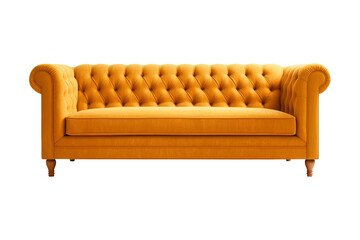 Sofa deco style in orange isolated on transparent background. Front view. Series of furniture