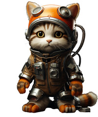 Untitled design - Sci-Fi Cat Orange HelmetScience Fiction Cat Robot Feline Animal Cute Cat